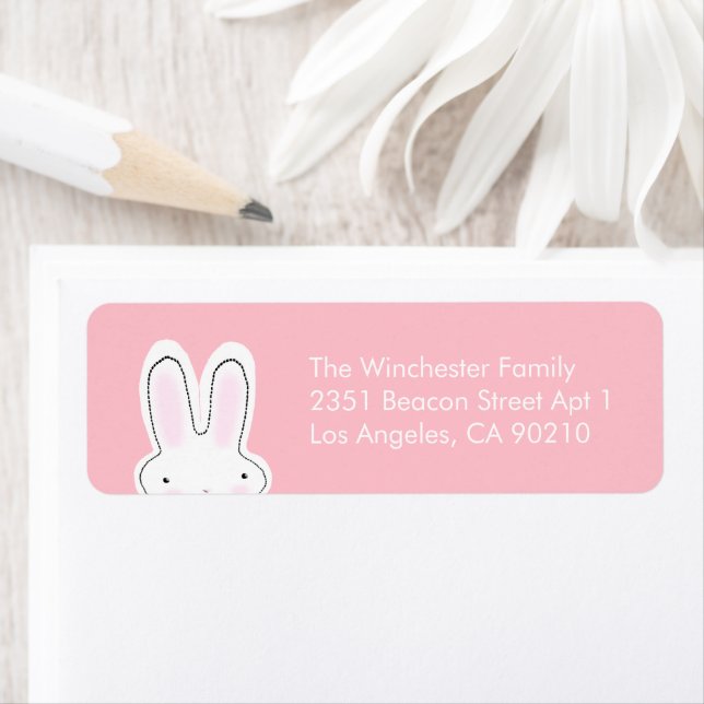 Cute funny Easter bunny pastel pink address (Insitu)
