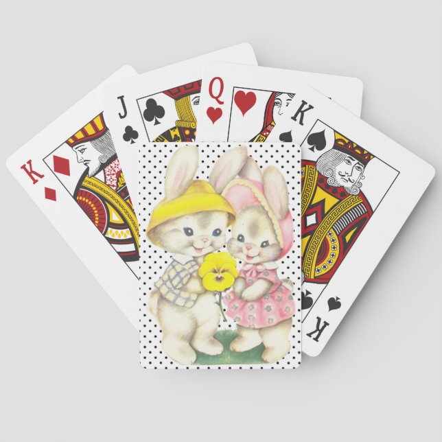 Cute  Funny Easter Bunny Playing Cards (Back)