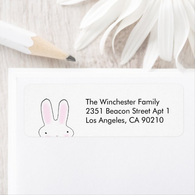 Cute funny Easter bunny white black address (Insitu)