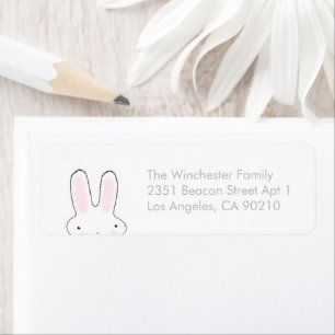 Cute funny Easter bunny white gray address