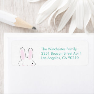 Cute funny Easter bunny white teal modern address