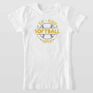 Cute Funny Eat Sleep Repeat Softball Sports Girls T-Shirt