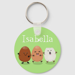Cute funny eggs cartoon illustration key ring