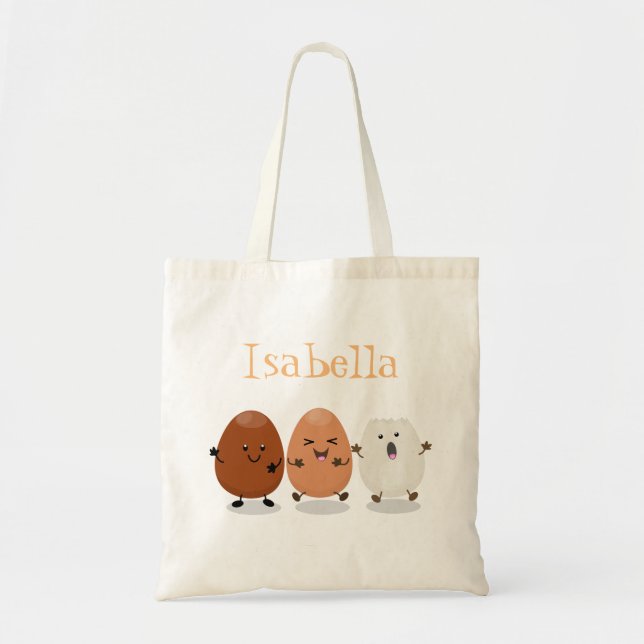 Cute funny eggs cartoon illustration tote bag (Front)
