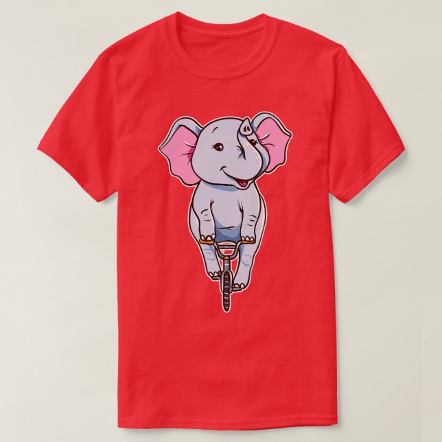 Cute Funny Elephant Riding A Bike T-Shirt (Design Front)
