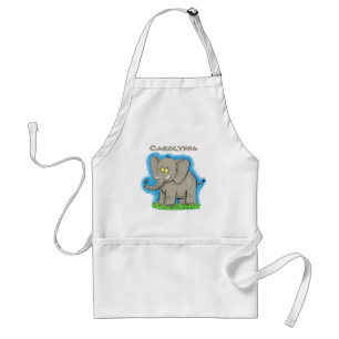Cute funny elephant with bird on trunk cartoon standard apron