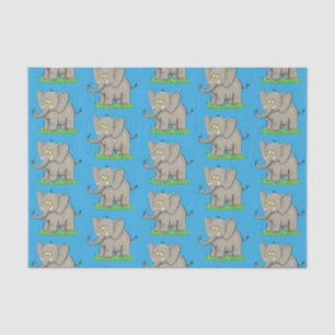 Cute funny elephant with bird on trunk cartoon tissue paper