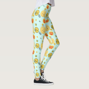 "Cute Funny Emoji Pattern Enjoy Faces" Leggings