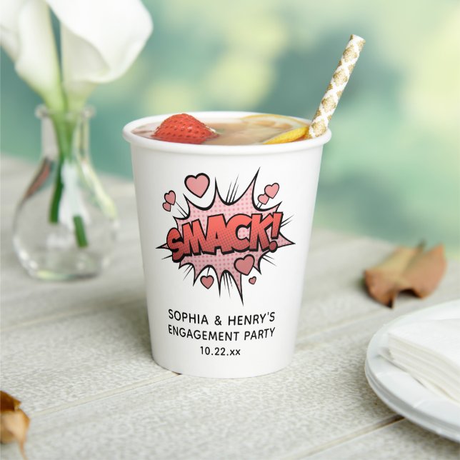 Cute Funny Engagement Party Retro Wedding Paper Cups (Insitu)