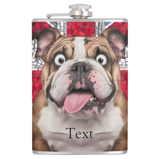 Cute Funny English BullDog Hip Flask (Front)