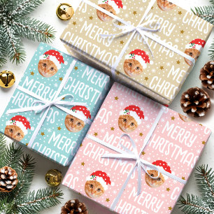Cute Funny Face Christmas Custom Set Wrapping Paper Sheet