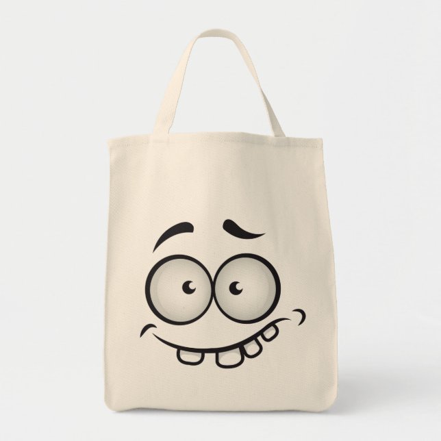 Cute funny face smiling laughing trendy modern  tote bag (Front)