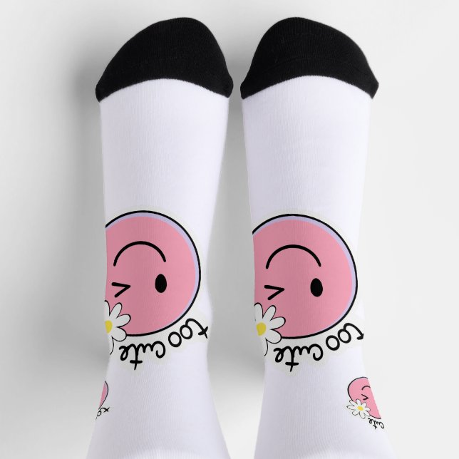 Cute Funny Face Socks | Kawaii Cartoon Pink Socks (Top)