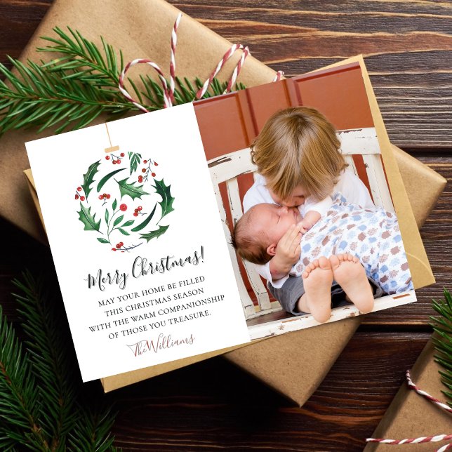 Cute Funny Family Christmas Photo Red Green Holiday Card (Creator Uploaded)