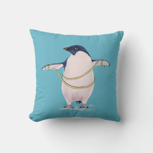 Cute Funny Fat Penguin On Diet Cushion