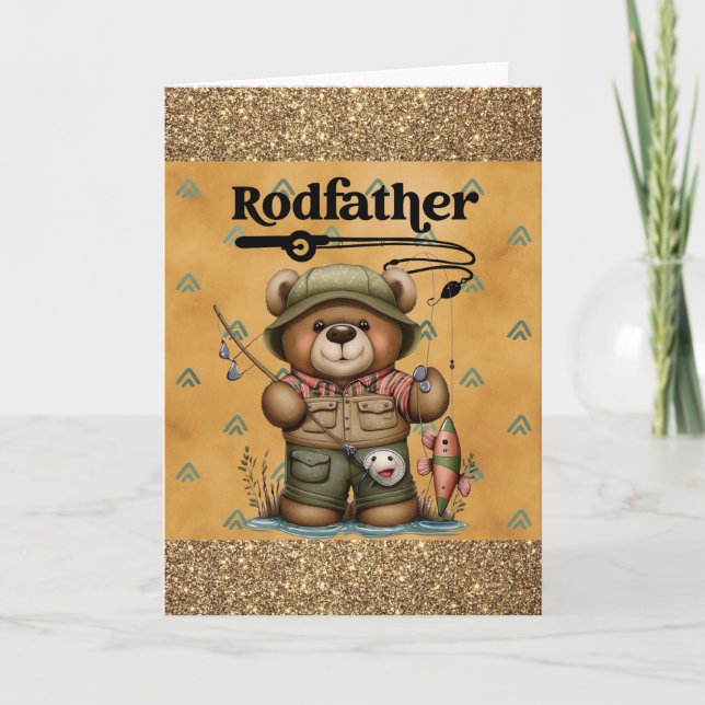 Cute Funny Fathers Day Fishing Bear Card (Front)