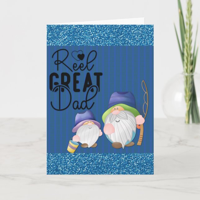 Cute Funny Fathers Day Fishing Gnome Card (Front)