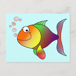 Cute Funny Fish - Colourful Postcard