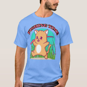 Cute Funny Fishing Cat T-Shirt