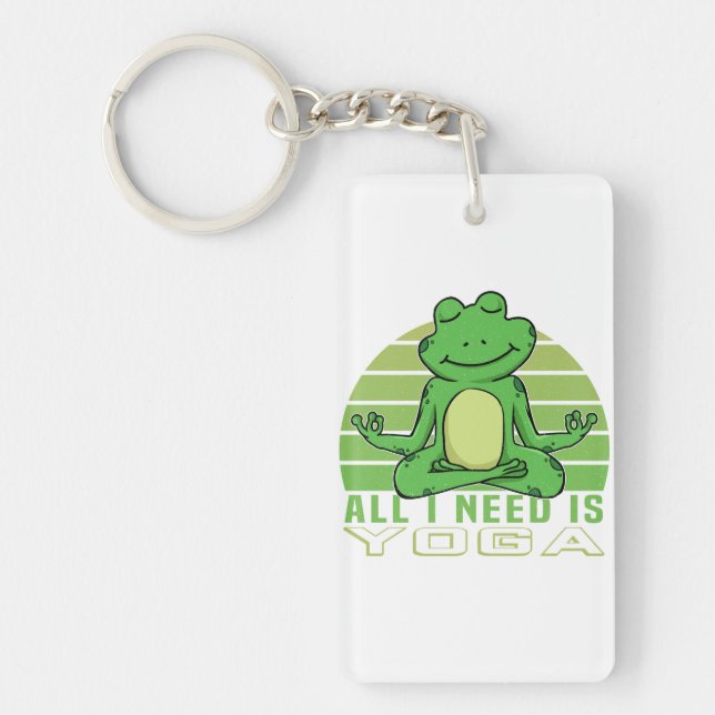 Cute funny frog doing yoga. funny yoga poses key ring (Front)