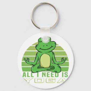 Cute funny frog doing yoga. funny yoga poses key ring