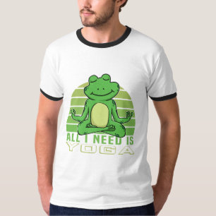 Cute funny frog doing yoga. funny yoga poses T-Shirt