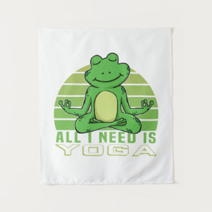 Cute funny frog doing yoga. funny yoga poses tapestry