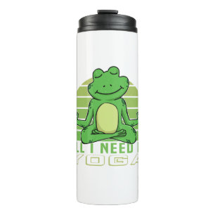 Cute funny frog doing yoga. funny yoga poses thermal tumbler