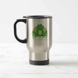 Cute funny frog doing yoga. funny yoga poses travel mug