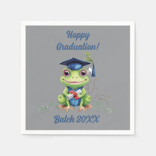 Cute Funny Frog Hoppy Graduation Batch Party Napkin