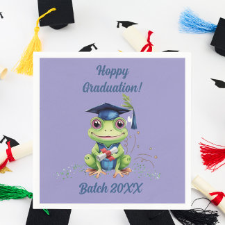 Cute Funny Frog Hoppy Graduation Batch Party Napkin