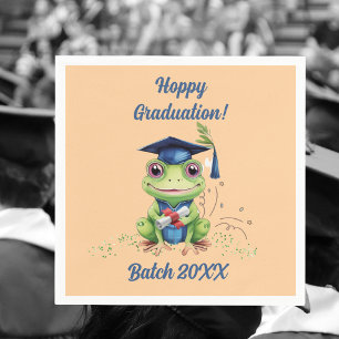 Cute Funny Frog Hoppy Graduation Batch Party Napkin