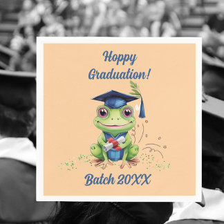 Cute Funny Frog Hoppy Graduation Batch Party Napkin