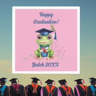 Cute Funny Frog Hoppy Graduation Batch Party Napkin