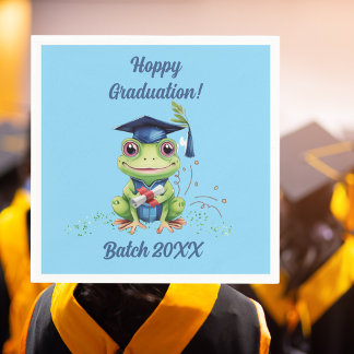 Cute Funny Frog Hoppy Graduation Batch Party Napkin