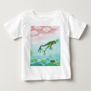 Cute Funny Frog Jumps Into The Pond   Baby T-Shirt