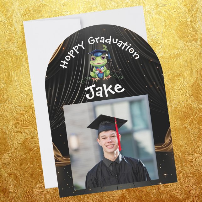 Cute Funny Frog Photo Graduation Party  Invitation (Creator Uploaded)