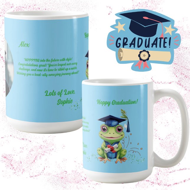 Cute Funny Frog Photo Message Graduation Gift  Coffee Mug (Creator Uploaded)