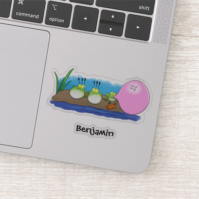 Cute funny frogs bubblegum cartoon illustration (Detail)