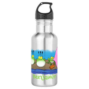 Cute funny frogs bubblegum cartoon illustration 532 ml water bottle
