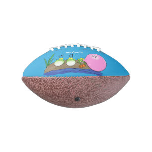 Cute funny frogs bubblegum cartoon illustration american football