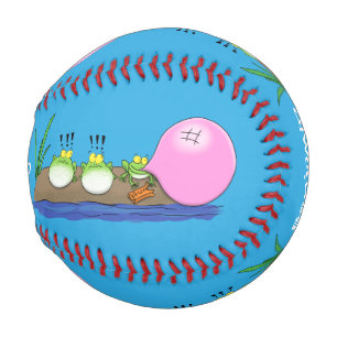 Cute funny frogs bubblegum cartoon illustration baseball