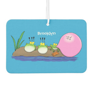 Cute funny frogs bubblegum cartoon illustration car air freshener