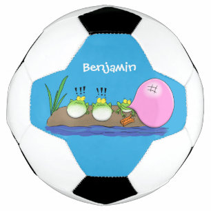 Cute funny frogs bubblegum cartoon illustration football