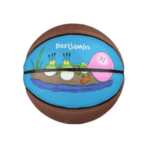 Cute funny frogs bubblegum cartoon illustration mini basketball