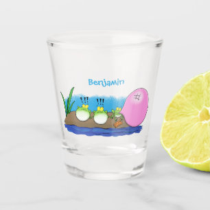 Cute funny frogs bubblegum cartoon illustration shot glass