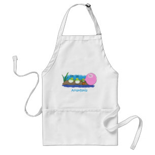 Cute funny frogs bubblegum cartoon illustration standard apron