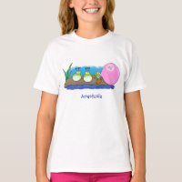 Cute funny frogs bubblegum cartoon illustration