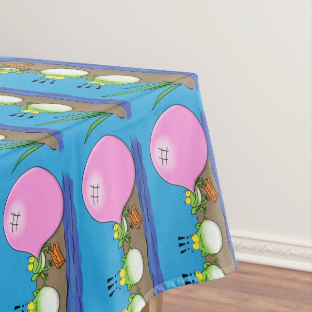 Cute funny frogs bubblegum cartoon illustration tablecloth (In Situ)