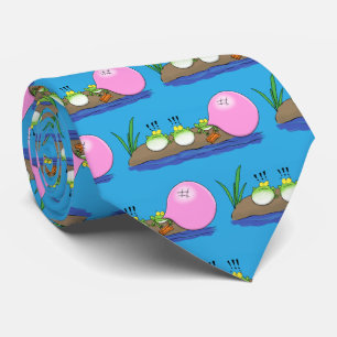Cute funny frogs bubblegum cartoon illustration tie